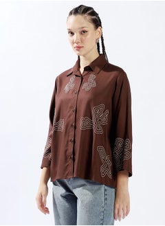 HIGH STAR Women Shirts, Oversized, Embroidered, Multicolor, in 100% Cotton, with Spread , Shirt Collar neckline, Full Sleeve sleeves, Button closure, Woven weave, perfect for Casual. Add a pop to your closet!  - Image 5