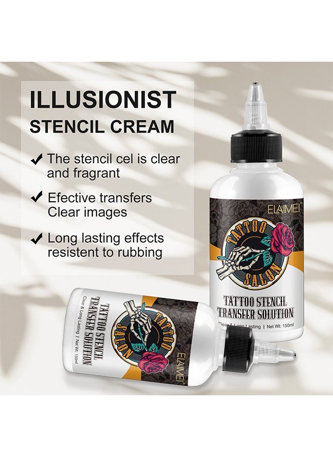 Elaimei - 150ML Tattoo Stencil Transfer Solution - Professional Tattoo Stencil Gel Fresh Stencil Primer Stuff Transfer Cream Gel For Tattooing Stickers Paper Machine Tattoo Supplies, Clear And Long-Lasting - Image 1
