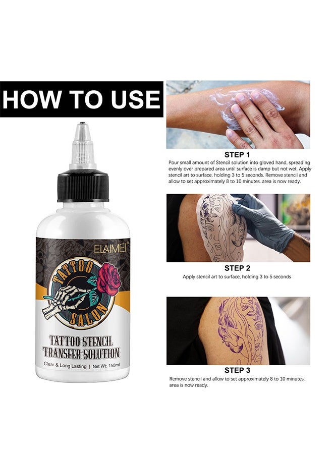 Elaimei - 150ML Tattoo Stencil Transfer Solution - Professional Tattoo Stencil Gel Fresh Stencil Primer Stuff Transfer Cream Gel For Tattooing Stickers Paper Machine Tattoo Supplies, Clear And Long-Lasting - Image 1