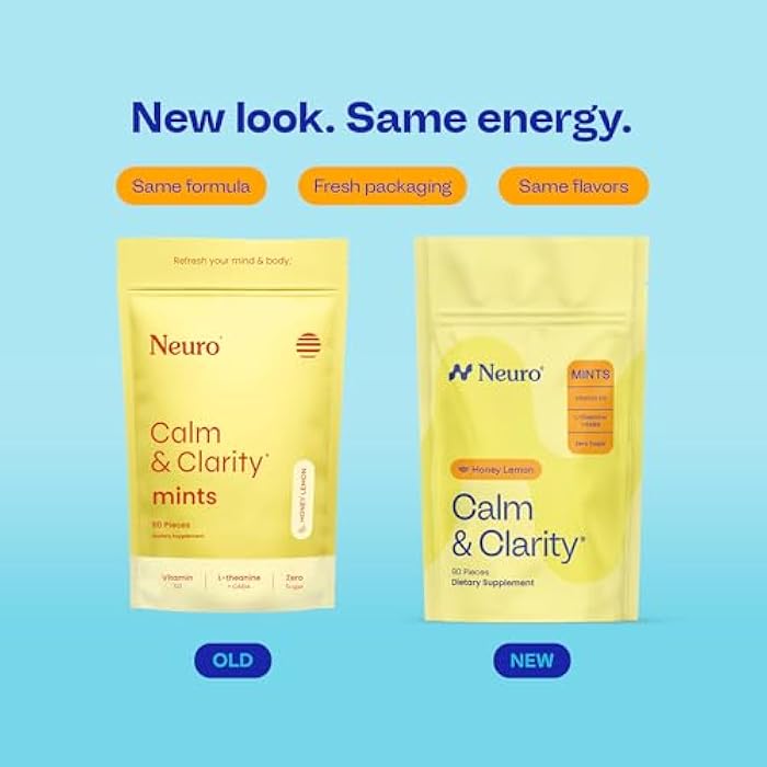Neuro Calm & Clarity Mints - GABA L-Theanine Stress Supplement with Vitamin D3 - Non-Drowsy, Functional Calming Mints for Mood, Mental Clarity & Cognitive Function - Honey Lemon, 90 ct - Image 2