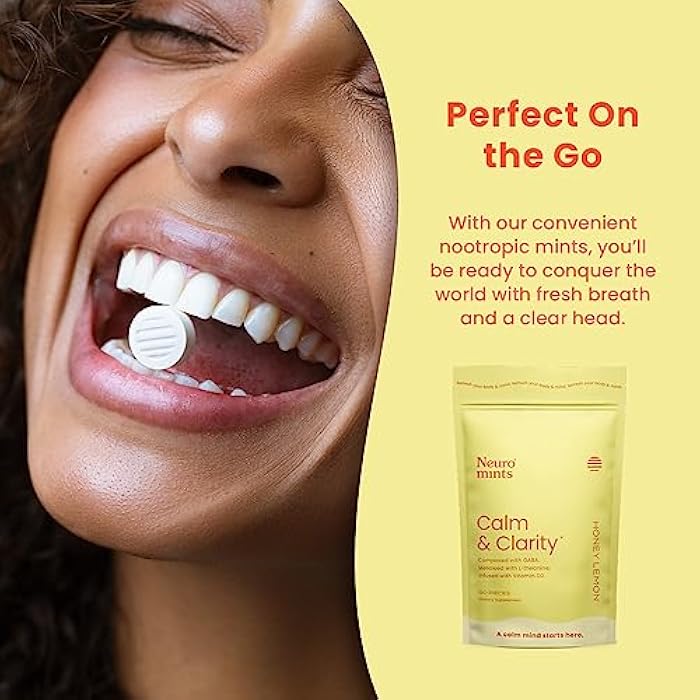 Neuro Calm & Clarity Mints - GABA L-Theanine Stress Supplement with Vitamin D3 - Non-Drowsy, Functional Calming Mints for Mood, Mental Clarity & Cognitive Function - Honey Lemon, 90 ct - Image 5