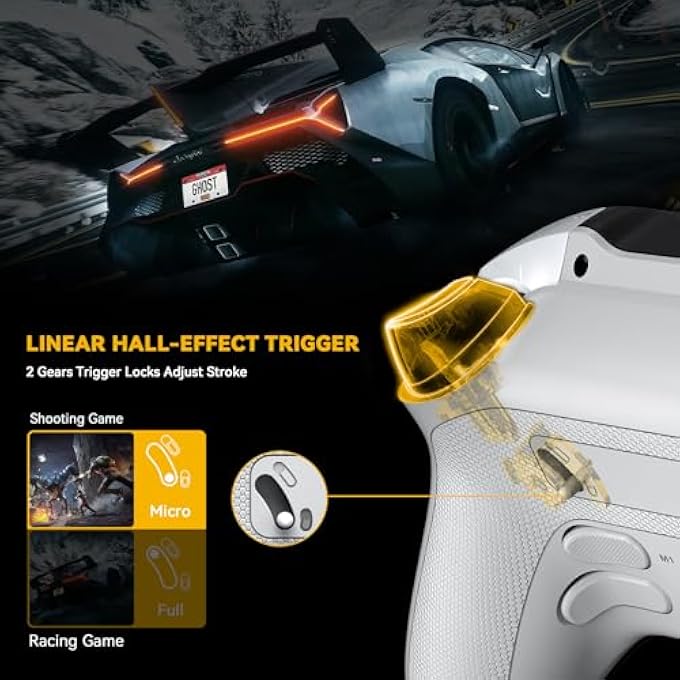 Manba (NO DRIFT) ONE INTERACTIVE SCREEN WIRELESS GAMING CONTROLLER FOR SWITCH/PC/IOS/ANDROID,HALL EFFECT STICK & TRIGGER,RGB LIGHTING,REMAPPABLE BUTTONS,1800MAH WITH CHARGING DOCK (WHITE) - Image 3
