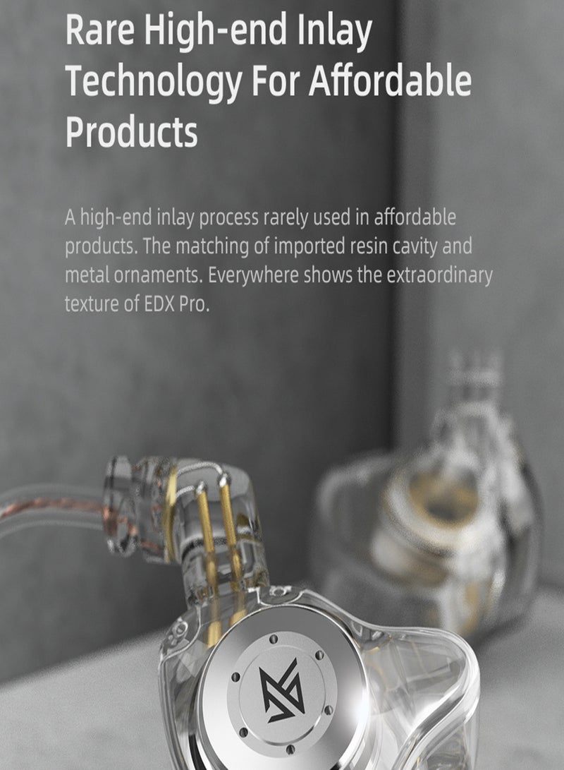 كي زد سماعات أذن KZ EDX Pro داخل الأذن مزودة بمراقبة المسرح ووحدة ديناميكية مغناطيسية مزدوجة وسماعات أذن صدمات باس مع كابل قابل للفصل 0.75 مم وسماعة رأس سلكية مريحة (مع ميكروفون) - Image 5