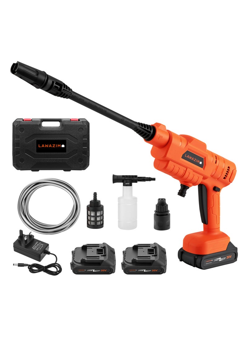 LAWAZIM Pro7 Cordless High Pressure Washer – 20V Portable Power Cleaner with Adjustable Pressure, 2 Batteries, Hose, Soap Bottle, and Filter – Ideal for Car Washing, Outdoor Cleaning, and Garden Maintenance  - Image 1