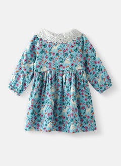 Nautinati Nautinati Girls' Floral and Animal Printed Schiffli Collar Dress  - Image 2