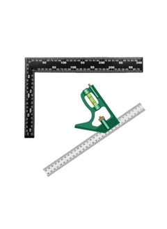 PROMASS Combination Square Tools, 2-Piece Set 30cm Stainless Steel Combination Squares with Adjustable Right Angle Ruler, L-Shaped Square, High Precision for Carpentry, Drafting, Product Measurement  - Image 1