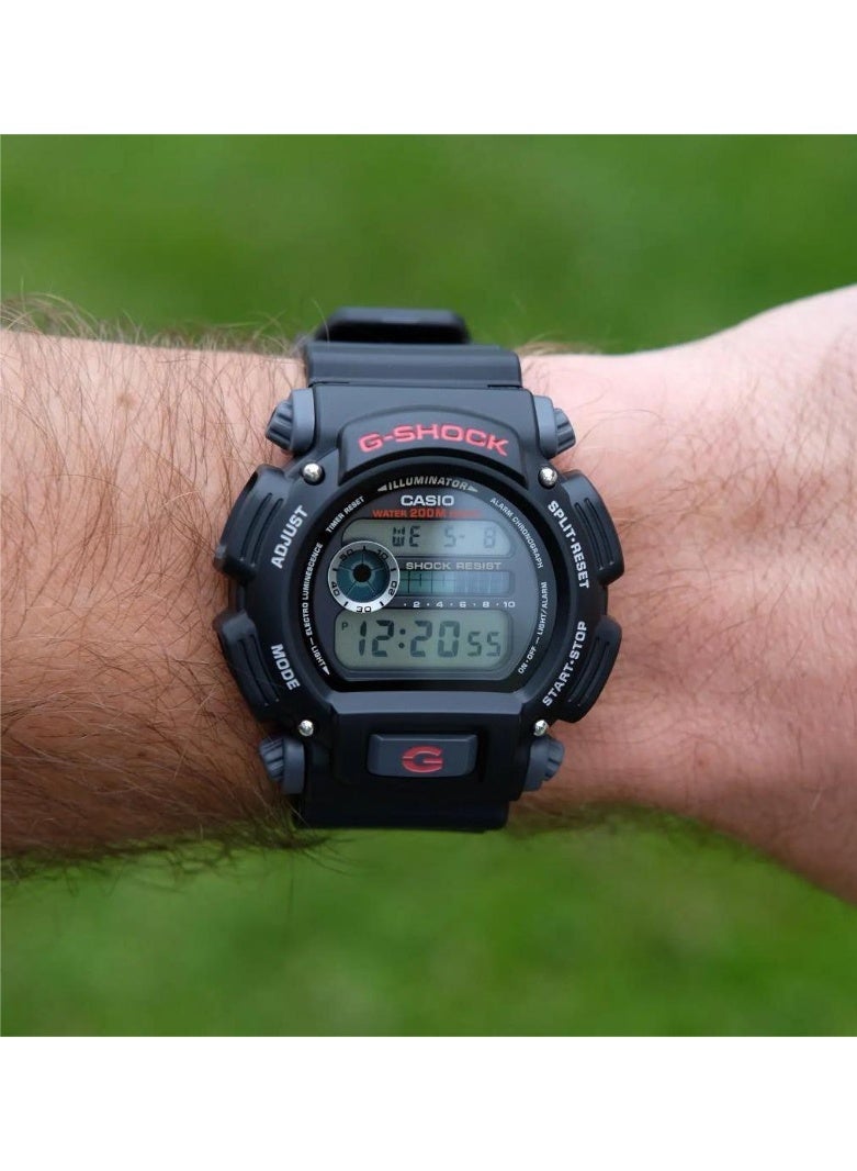 Casio G-Shock DW-9052-1V, Digital Watch, Black Resin Band and Case, Shock Resistant, 200M Water Resistance, EL Backlight, Stopwatch, Countdown Timer, Alarm, Auto Calendar - Image 5