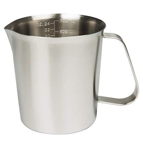 GRSPEHS Measuring Cup, Stainless Steel Measuring Cup (24 Ounce/ 0.7 Liter), Milk Frothing Pitcher, Steaming Pitcher, Milk Frothing Cup with Marking with Handle for Espresso Machines, Latte Art - Image 1
