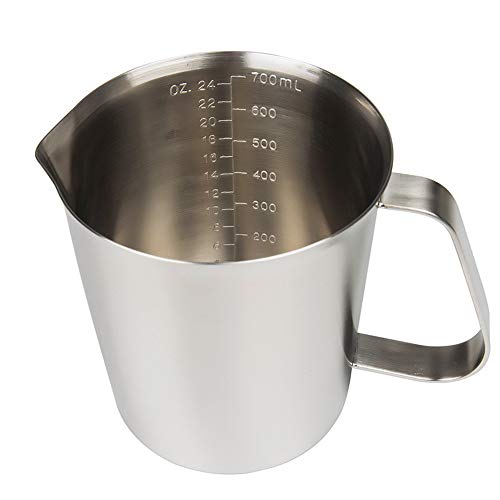 GRSPEHS Measuring Cup, Stainless Steel Measuring Cup (24 Ounce/ 0.7 Liter), Milk Frothing Pitcher, Steaming Pitcher, Milk Frothing Cup with Marking with Handle for Espresso Machines, Latte Art - Image 3