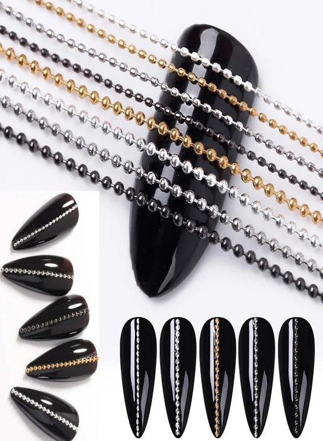 Bellecrey 100cm Gold Silver 3D Rhinestone Decorations Steel Ball Chain Nail Accessories Nail Chains Ornaments Art Studs for Manicure Decoration Gold Charms DIY 2025 Style Metal Art Jewelry 1.0mm - Image 4