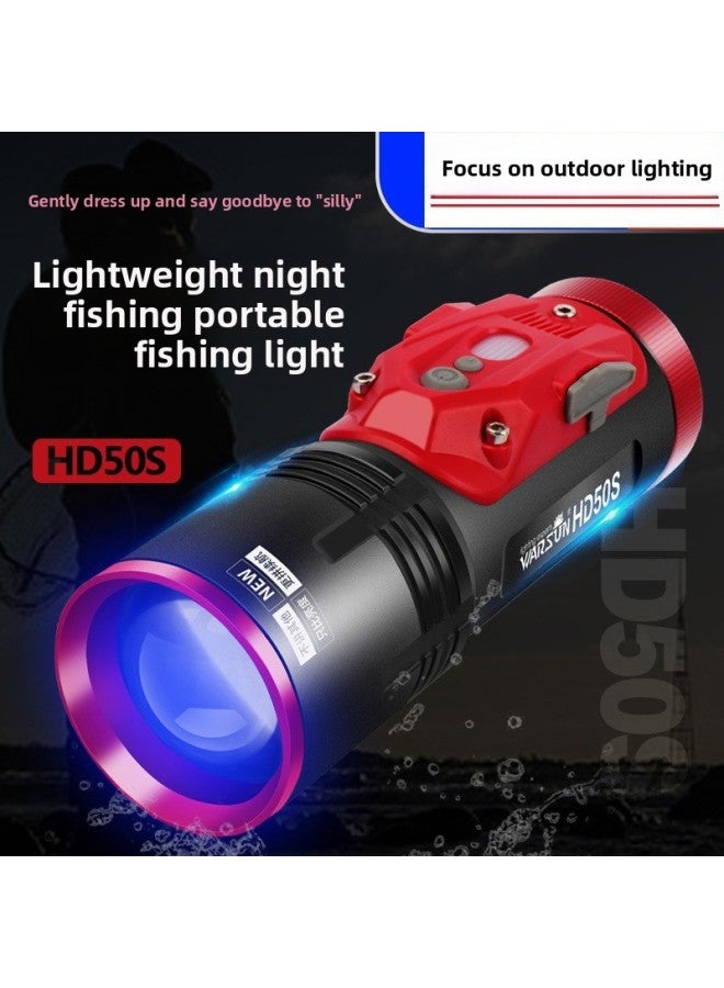 Warsun Wallson HD50S Four Light Source Night Fishing Lamp Blue Light Violet Platform Fishing High Power Strong Light Fishing Lamp-Color: 0.6m Hose Tripod Package  - Image 2