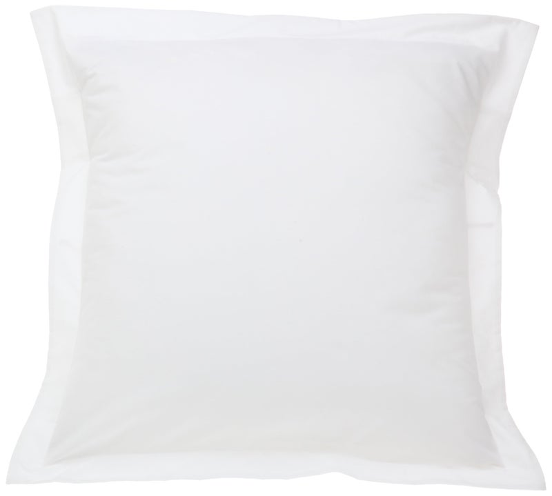 FRESH IDEAS Poplin Tailored Pillow Sham, Euro, 26x26 inches, White - Image 1