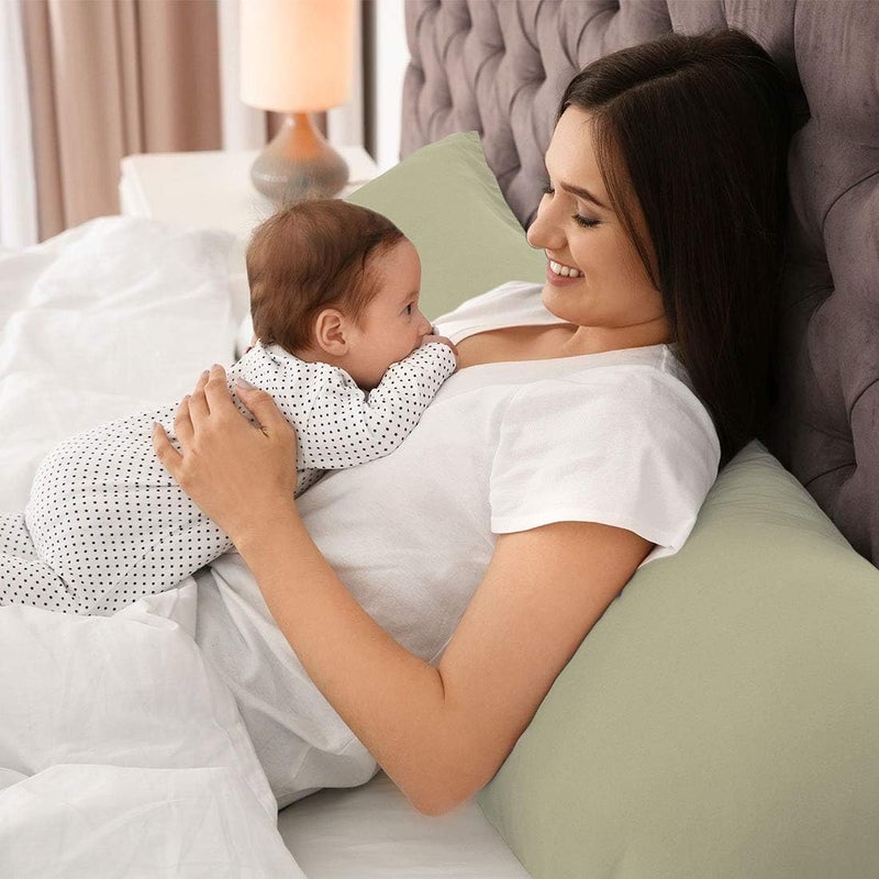 بيكوكاسا كسوة وسادة الجسم من بيكوكاسا مع إغلاق بسحاب، سلسلة 1800 من ألياف الميكروفايبر الملمس الناعم، كسوة وسادة طويلة ناعمة لوسائد الجسم باللون الكاكي مقاس 50 × 120 سم / 4 قدم. - Image 2