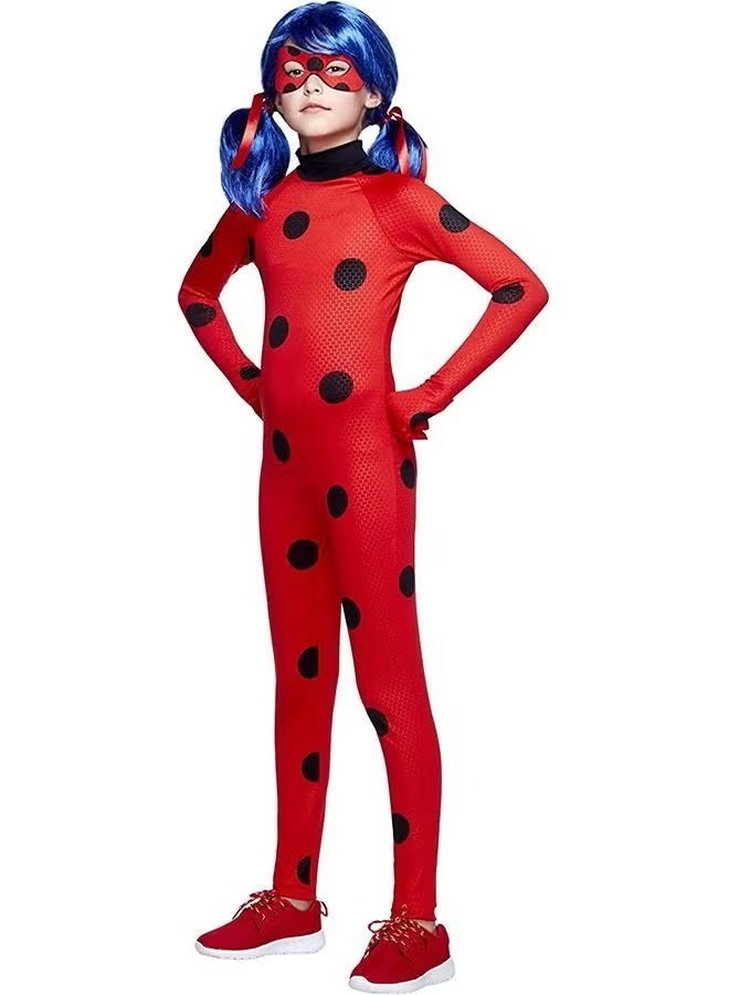 3PCS Miraculous Costume Ladybug Cosplay Costume Kids Costume with Eye Mask ,Bag - Image 4