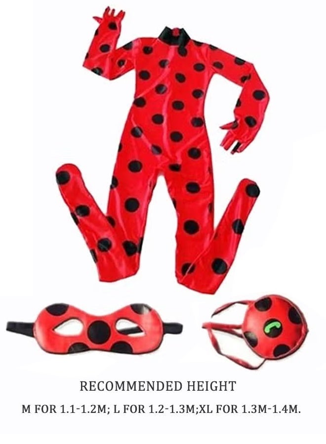 3PCS Miraculous Costume Ladybug Cosplay Costume Kids Costume with Eye Mask ,Bag - Image 1