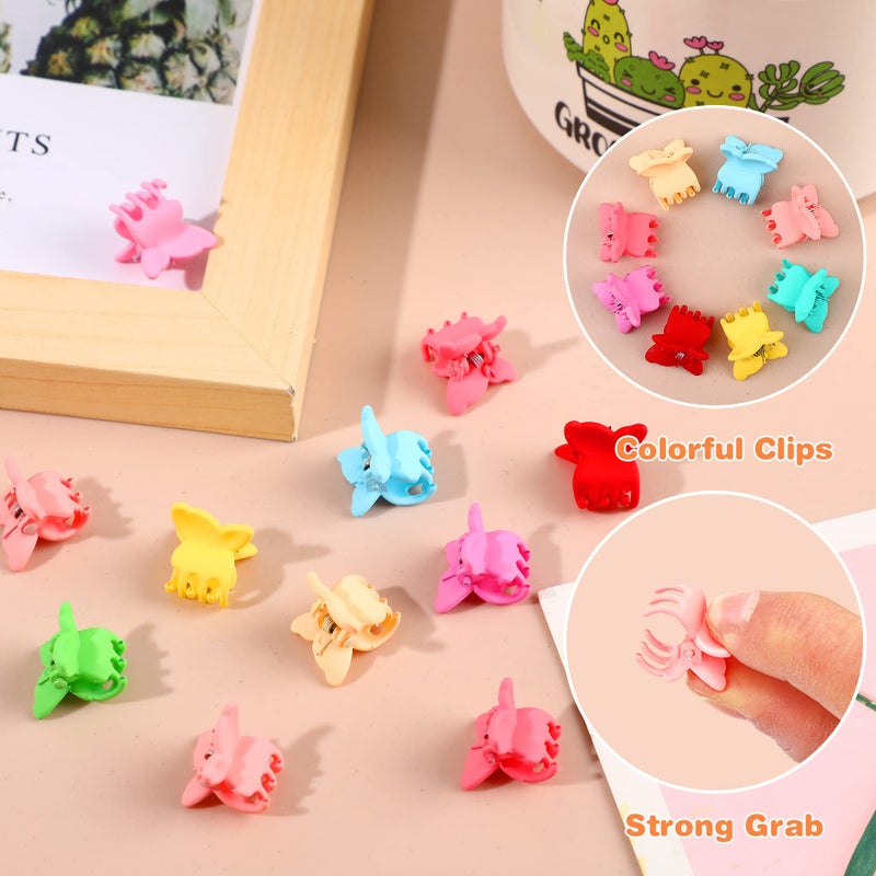 JANYUN 50 Pcs Colorful Mini Hair Claw Clips Clamps Accessories for Baby Toddler Girls Decorative Bun Thin Hair (Wing) - Image 3