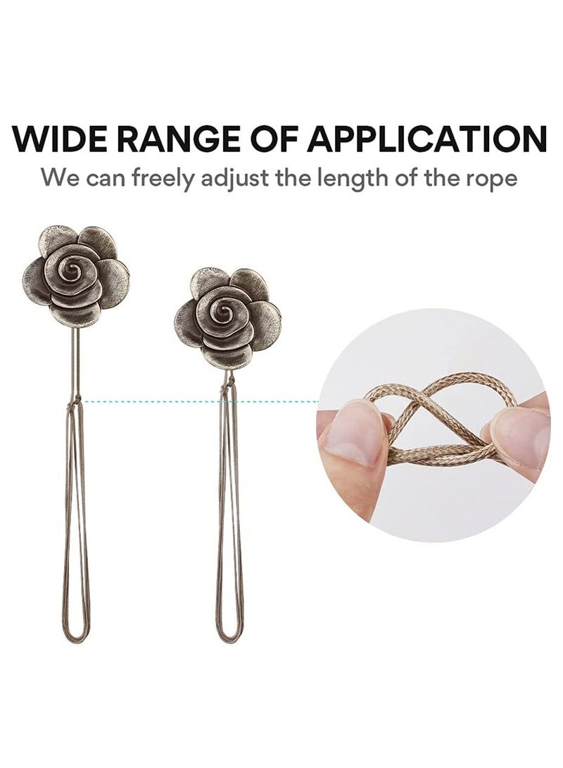 نيبمينينت Curtain Ties Magnetic 2 Pack Resin Flower Tiebacks Vintage Drapery Holdbacks  - Image 5