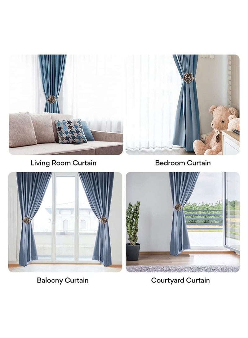 نيبمينينت Curtain Ties Magnetic 2 Pack Resin Flower Tiebacks Vintage Drapery Holdbacks  - Image 3