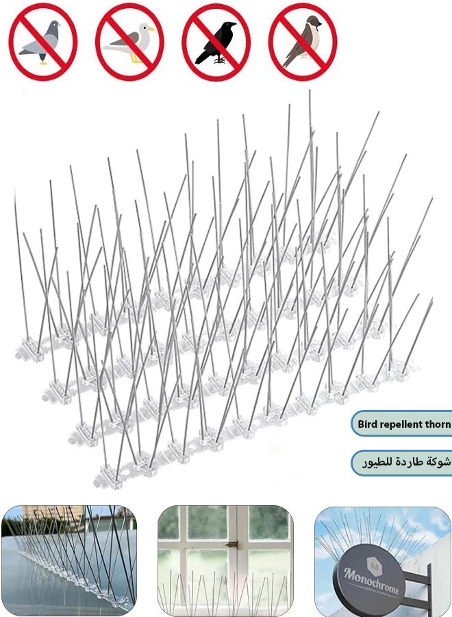 Generic Bird thorns, pigeon thorns  stainless steel bird thorns with plastic base, durable bird repellent arrow set, outdoor stainless steel bird thorns easy to install (suitable for small birds and squirrels)  - Image 1