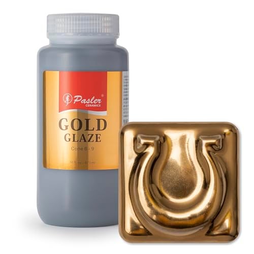 Pasler Gold Glaze for Ceramic Pottery Bisque,PCG01,16fl oz/473ml - Image 1