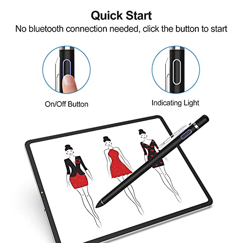Buteny Aluminium Stylus Pen for Touch Screens, Digital Pencil Active Pens Fine Point Stylist Compatible with iPhone iPad Pro and Other Tablets, Black - Image 5