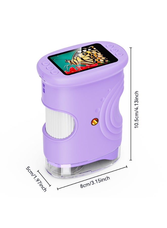 1000 x Portable Children's Microscope Magnifying Glass: Digital Microscope for 2.0 Inch IPS & 8 LED Light – Gift for Girls 4-12 Years, Boy, Girl, Mini Magnifying Glass – Kids Toy - Image 2
