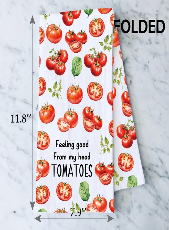 XYANFA Funny Tomato Kitchen Towel Tomato Lover Gift Tomatoes Theme Dish Towel Chef Gift Feeling Good from My Head Tomato (Cotton, Feeling Good Towel) - Image 2