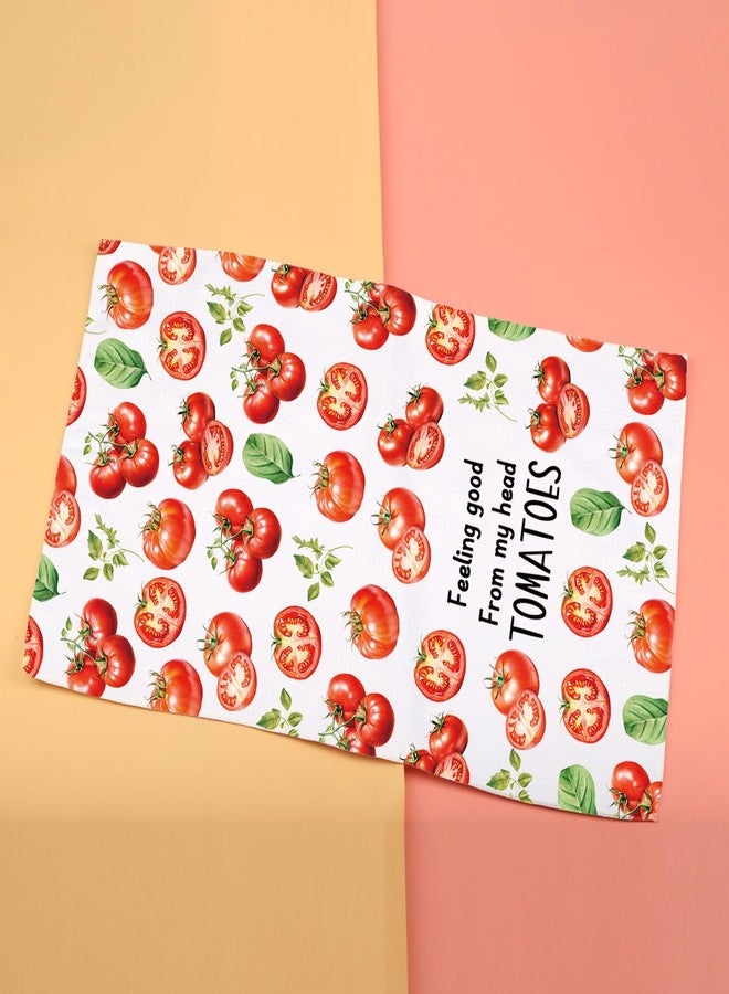 XYANFA Funny Tomato Kitchen Towel Tomato Lover Gift Tomatoes Theme Dish Towel Chef Gift Feeling Good from My Head Tomato (Cotton, Feeling Good Towel) - Image 3