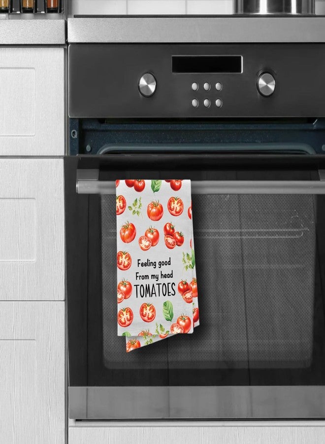 XYANFA Funny Tomato Kitchen Towel Tomato Lover Gift Tomatoes Theme Dish Towel Chef Gift Feeling Good from My Head Tomato (Cotton, Feeling Good Towel) - Image 4