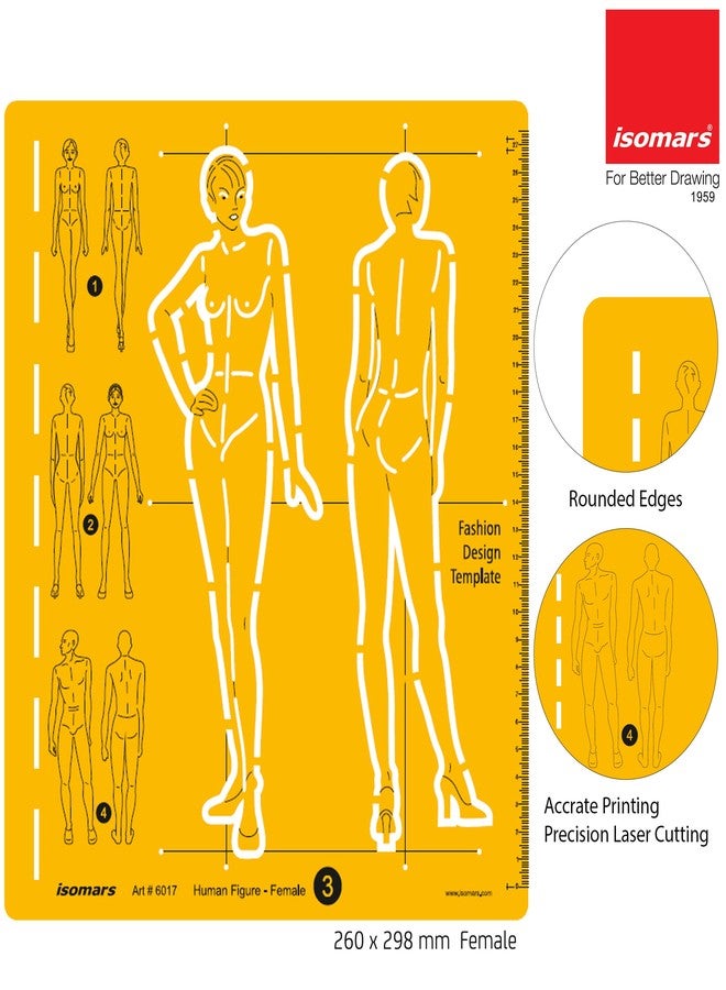 Isomars Female Human Figure Drawing Drafting and Design Template - Image 3