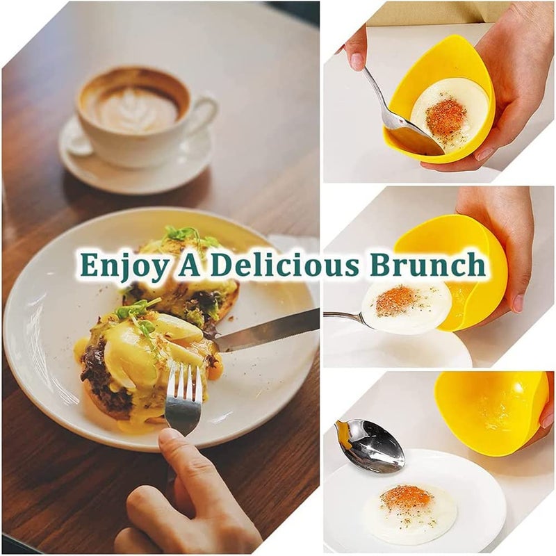 FS COOL FS COOL 4-Piece Egg Poaching Cups, Egg Boiler Mold Cup, Silicone Poachers, Food Grade Non-Stick Silicone Egg Poacher Cup for Microwave or Stovetop Kitchen, Egg Cooker, Poached Egg Accessories (Random) - Image 5