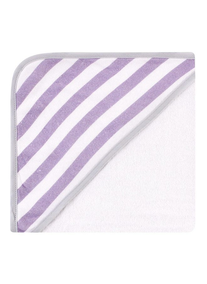 hudson baby - Hudson Baby Unisex Baby Cotton Rich Hooded Towels, Purple Dots Pretty Elephant, One Size - Image 1