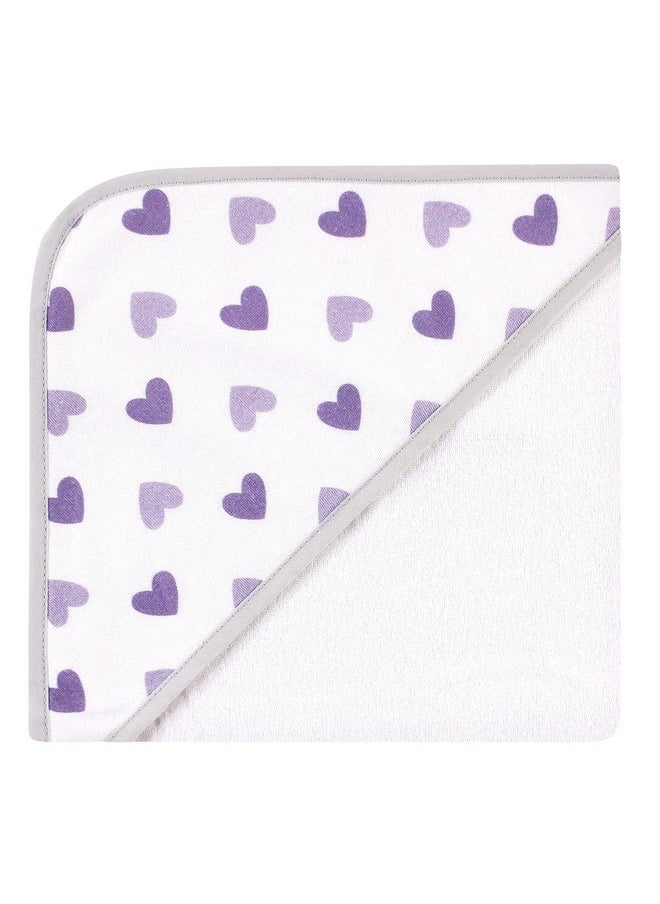 hudson baby - Hudson Baby Unisex Baby Cotton Rich Hooded Towels, Purple Dots Pretty Elephant, One Size - Image 1
