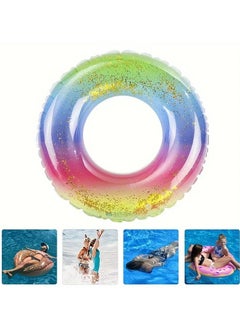 Goolsky 1pc Summer Adult Thickened Rainbow Sequin Swimming Ring Water Toy(90#)  - Image 1
