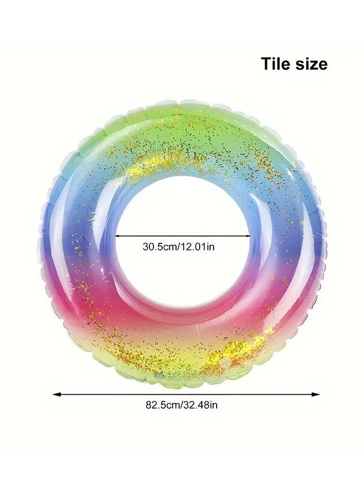 Goolsky 1pc Summer Adult Thickened Rainbow Sequin Swimming Ring Water Toy(90#) - Image 3