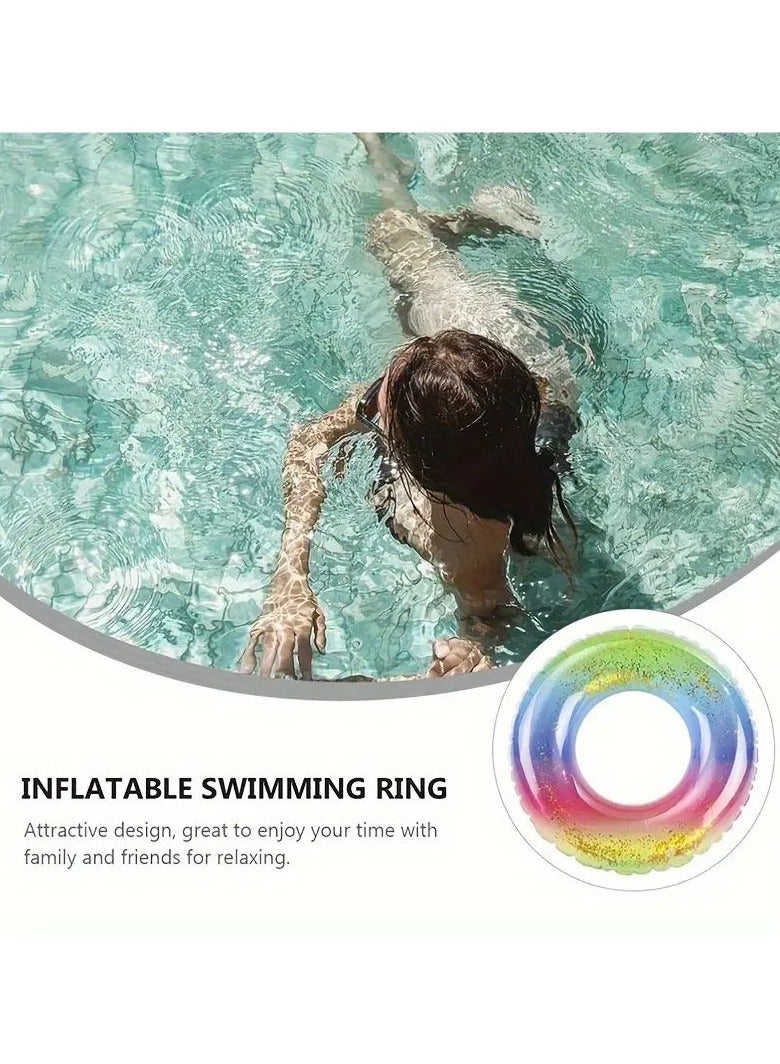 Goolsky 1pc Summer Adult Thickened Rainbow Sequin Swimming Ring Water Toy(90#) - Image 4