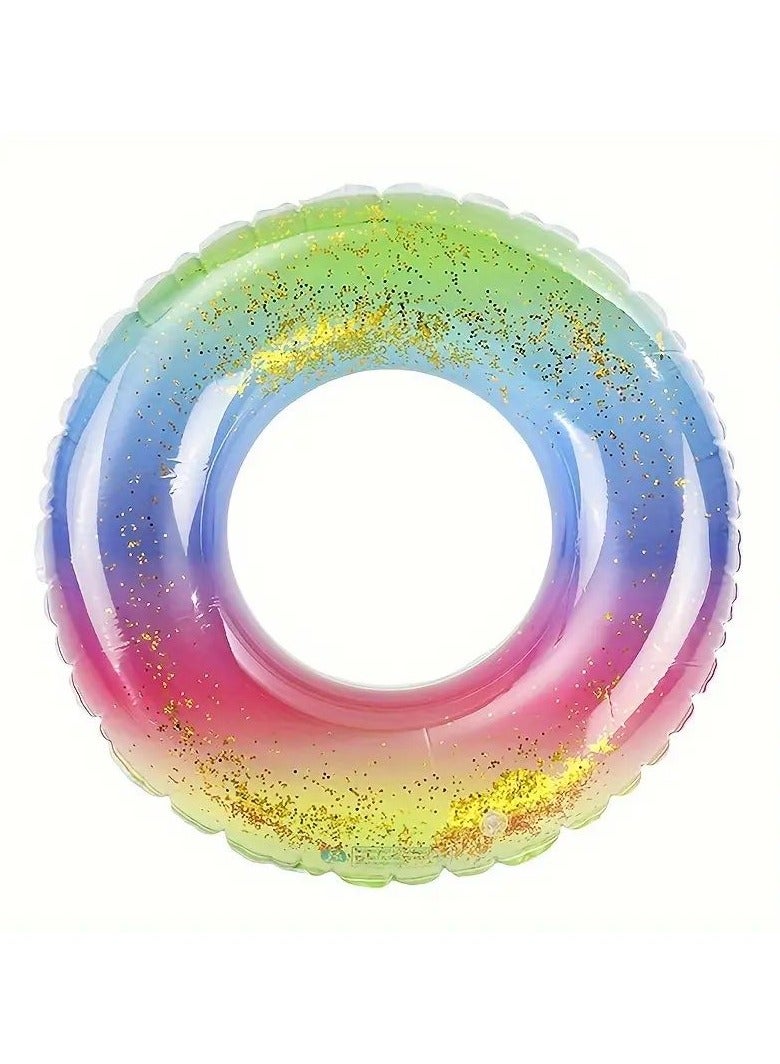 Goolsky 1pc Summer Adult Thickened Rainbow Sequin Swimming Ring Water Toy(90#) - Image 5