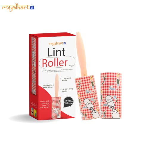 Royalkart Sticky Lint Roller Hair Remover Cleaner Set 1 Lint Roller with cover of 60sheets & 7 Rolls 480 Sheets, 60 Sheets Each roll Lint Roller Remover.(Animal Design) - Image 3