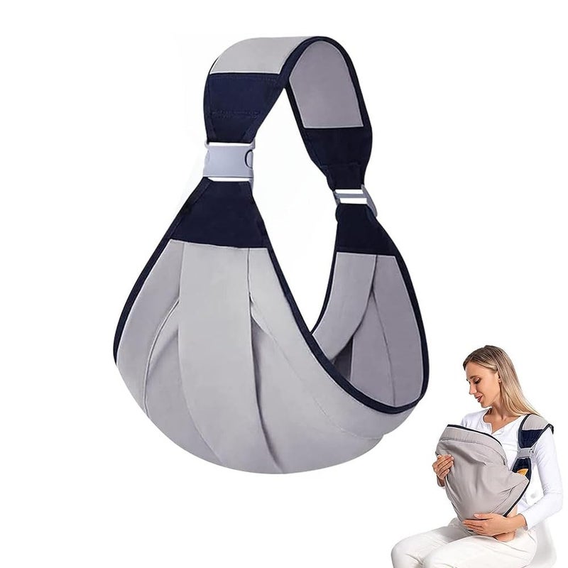 JZS Baby Sling Carrier, Adjustable Baby Holder Carrier Half Wrapped Sling Hip Carrier One Shoulder Labor-Saving for Newborn to Toddler Up to 45lbs (Grey) - Image 1