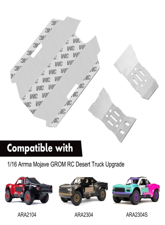 GLOBACT 3PCS RC Chassis Armor Stainless Steel Guard Plate Set for Arrma Mojave GROM 1/16 RC Upgrade Parts - Image 2