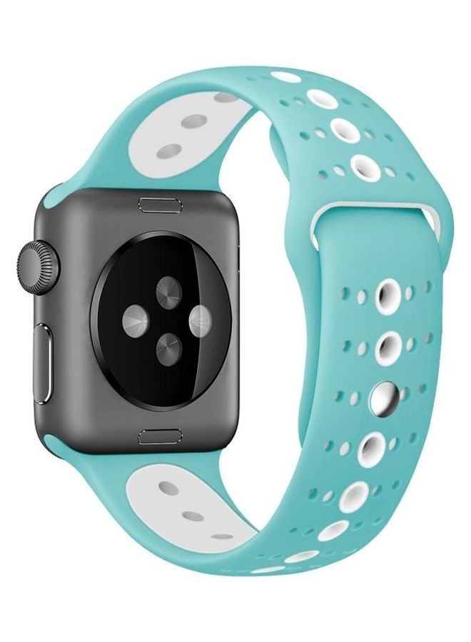 NIBEMINENT Two-Tone Porous Silicone Watchband For Apple Green White - Image 2