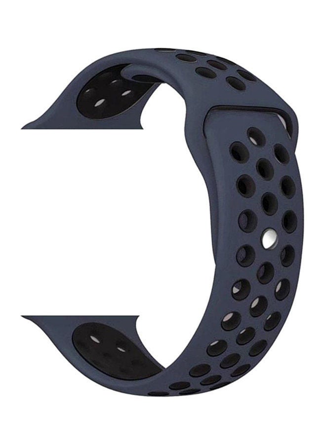 NIBEMINENT Silicone Replacement Strap For Apple Watch Series 1/ 2/ 3 42mm Blue/Black