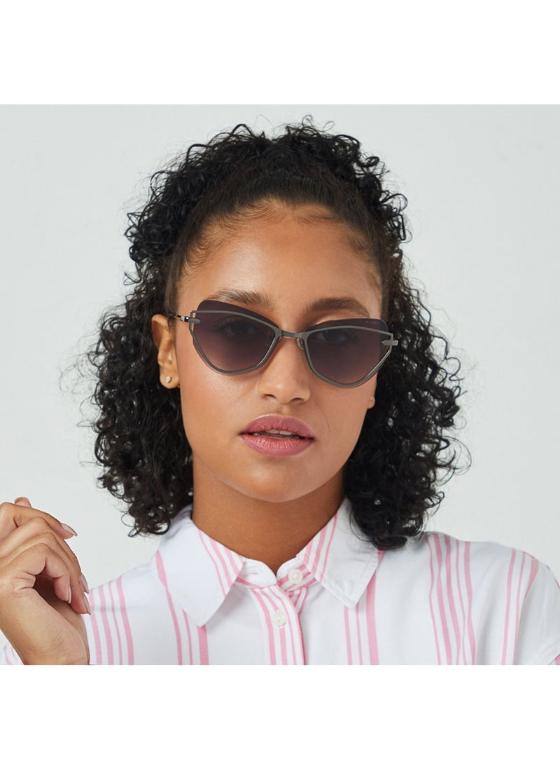 Blackout - TWILIGHT Women Gray Sunglasses - Frame Material: Metal- Frame Color: Gray-Lens Color: Black  - Full Rim - Image 1