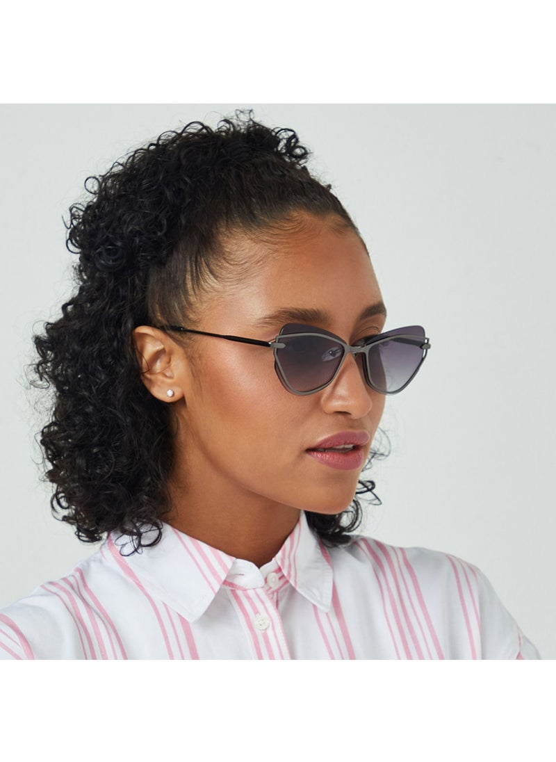 Blackout - TWILIGHT Women Gray Sunglasses - Frame Material: Metal- Frame Color: Gray-Lens Color: Black  - Full Rim - Image 1