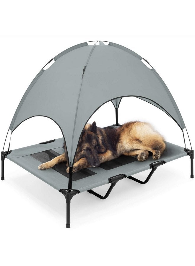 Best Choice Products Best Choice Products 48in Elevated Cooling Dog Bed, Outdoor Raised Mesh Pet Cot w/Removable Canopy Shade Tent, Carrying Bag, Breathable Fabric - Gray - Image 1
