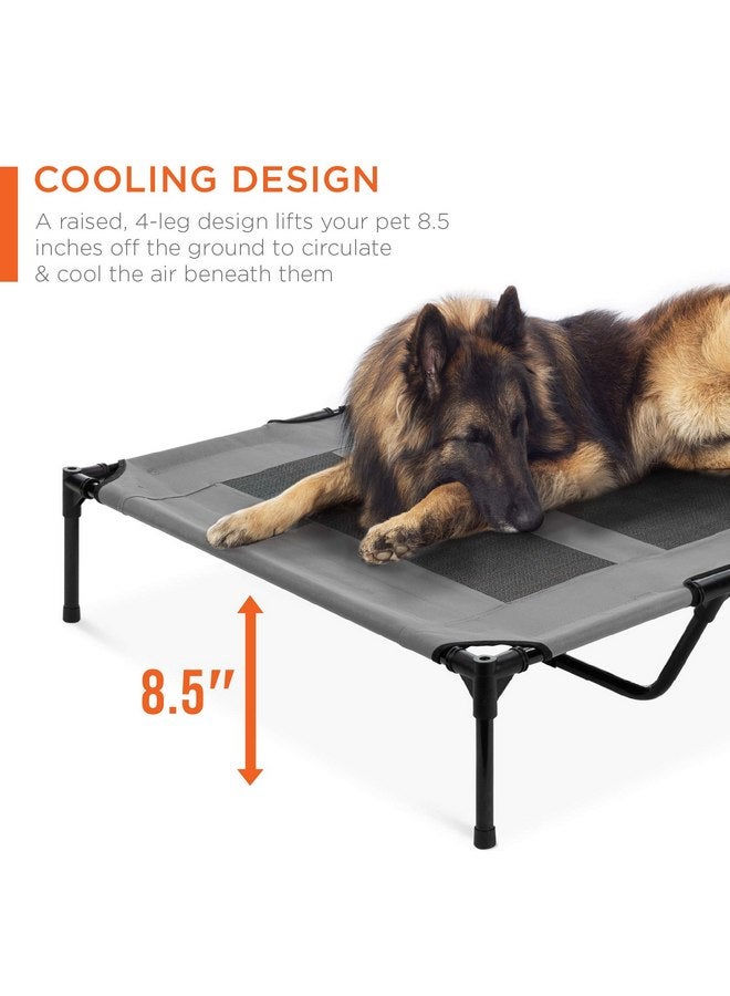 Best Choice Products Best Choice Products 48in Elevated Cooling Dog Bed, Outdoor Raised Mesh Pet Cot w/Removable Canopy Shade Tent, Carrying Bag, Breathable Fabric - Gray - Image 3