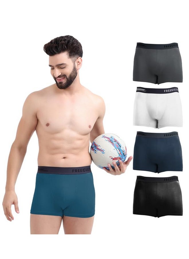 Freecultr - FREECULTR Men's Underwear Anti Bacterial Micromodal Airsoft Trunk - Non Itch No Chaffing Sweat Proof - Ash Grey,Cloud White,Midnight Blue,Prussian Blue,Pot Black Size M Pack 5 - Image 1