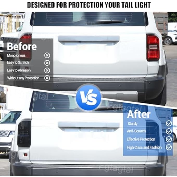 rayihni Car Taillight Cover Fit For Toyota Land Cruiser 250 Prado J250 Lc250 2024 2025 Smoked Tail Light Shell Trim Cover Rear Tail Lamp Decorative Protection Trim 2Pcs Transparent Gray - Image 3