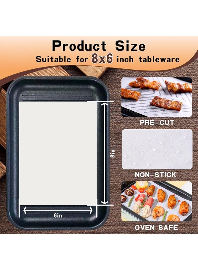 ورق البرشمان 200 ورقة، 150*200مم (6*8 بوصات) ورق برشمان غير لاصق مقصوص مسبقًا مناسب لأفران الطهي/قلايات الهواء/الشواء، ورق البرشمان الأبيض يُستخدم لبطانات قلايات الهواء. - Image 2