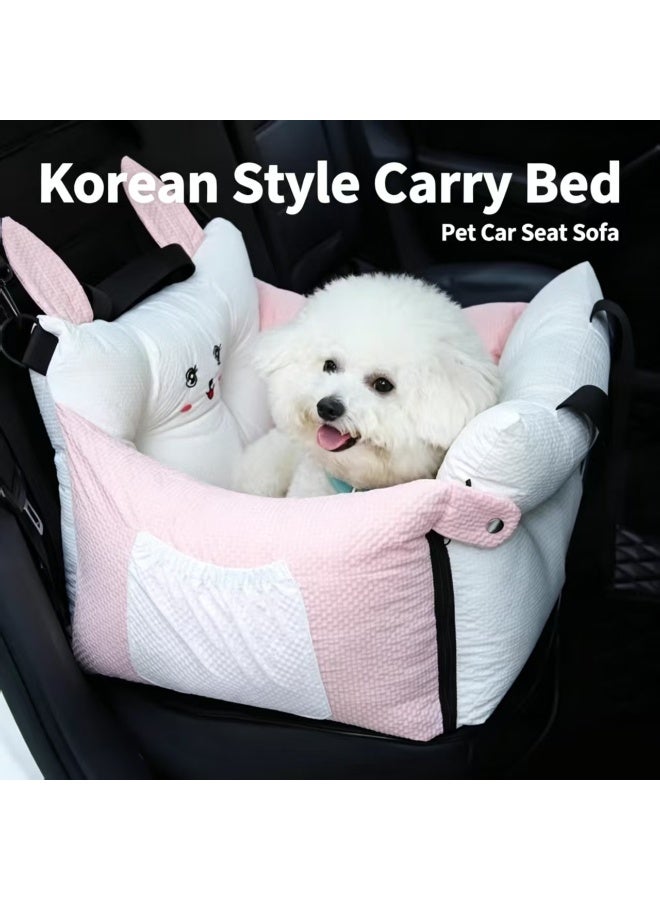 Multifunctional Pet Car Seat for Small Medium Dogs & Cats, Pink Rabbit Design - Image 5